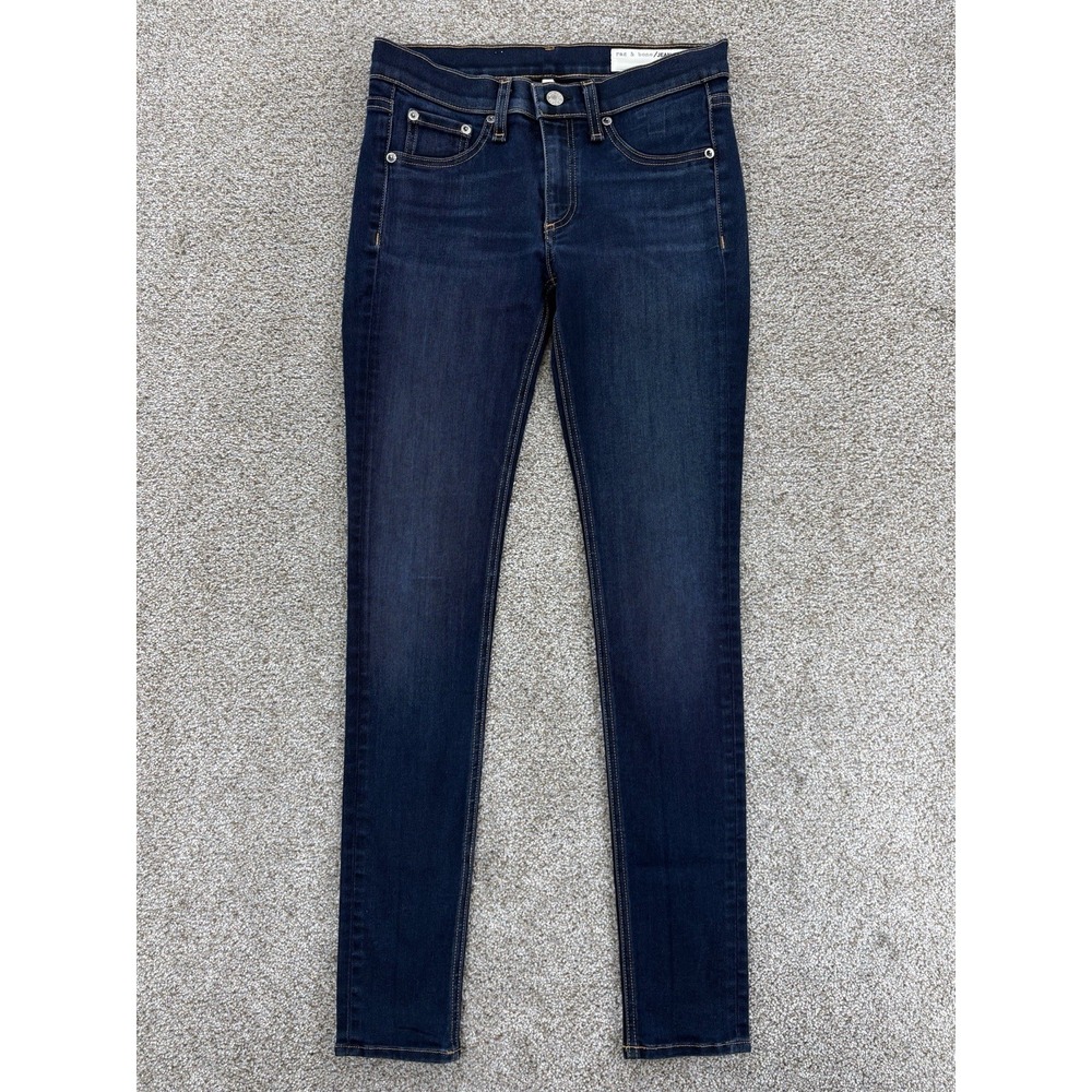 Rag & Bone Skinny Jeans Womens 27 in Bedford Blue Dark Wash Stretch USA Made EUC